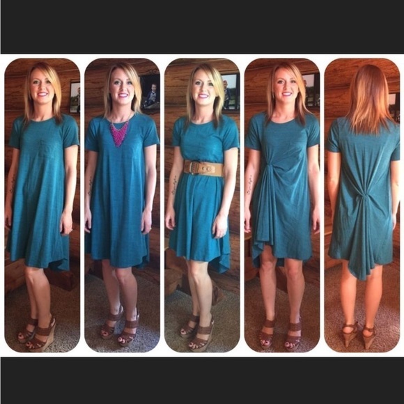 NWT LulaRoe Swing Dress Carly Patch Pocket High Low Hemline Cool Open Sleeve - Picture 8 of 11